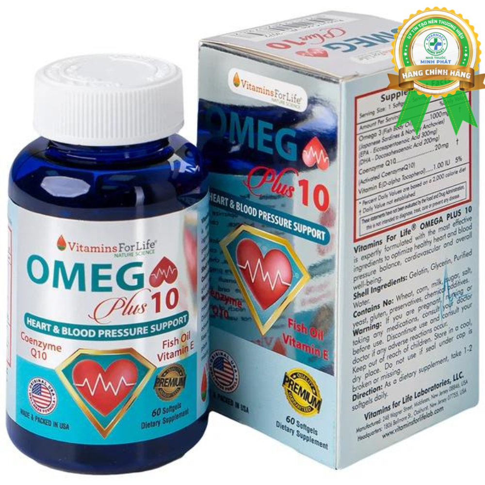Viên uống Omega Plus 10 Vitamins For Life hỗ trợ tim mạch (60 viên)